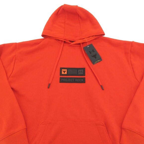 Under Armour UA Project Rock Hoodie Men's Size Large Orange NEW